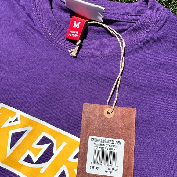 Los Angeles Lakers Mitchell & Ness City of Angels SS Tee Size Medium Purple NWT - Picture 6 of 9